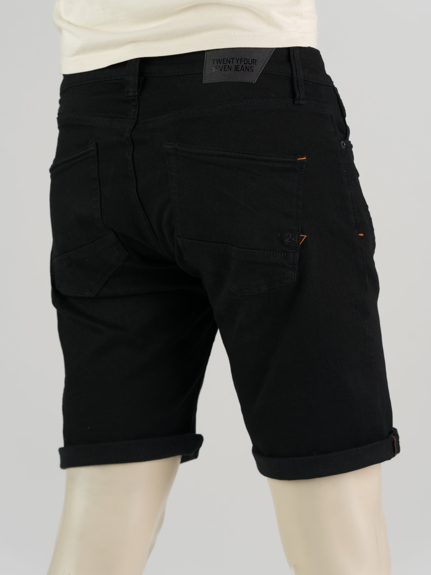 247Jeans Palm Slim Short SH01 - Heren Korte Broek BlackDenim Used – Heren Denim Short