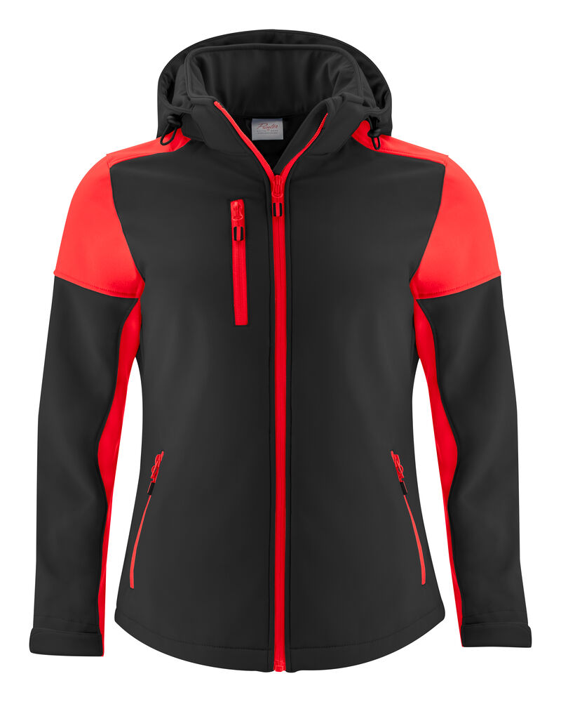Printer Prime Softshell Jas Dames - Zwart/Rood