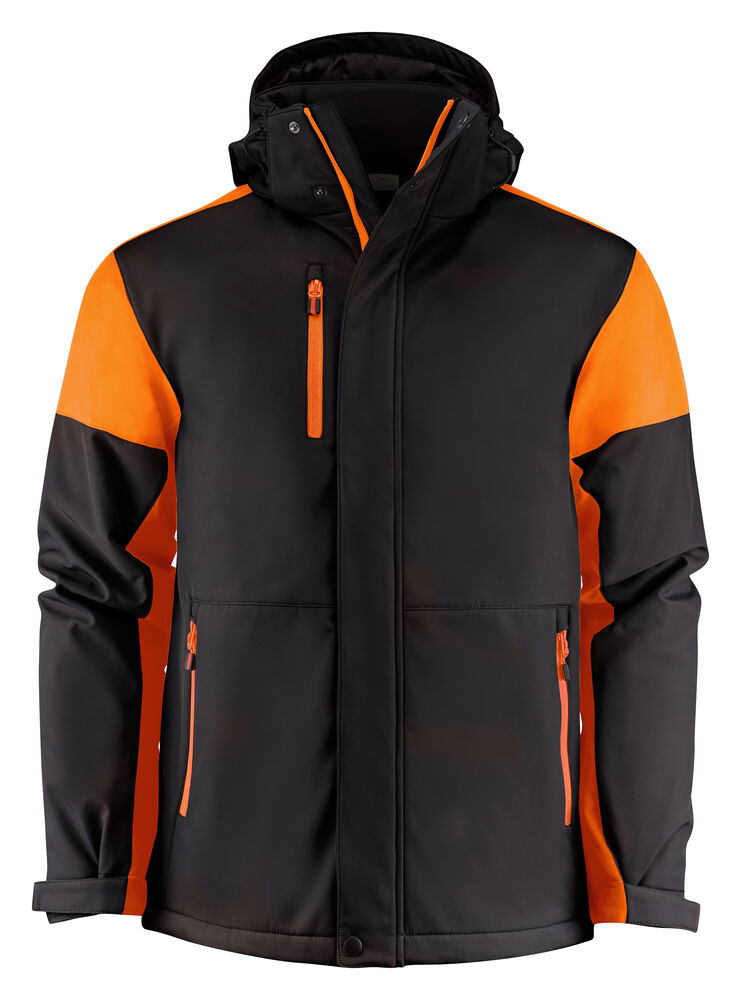 Printer Prime Padded Softshell Jas Heren - Zwart/Oranje