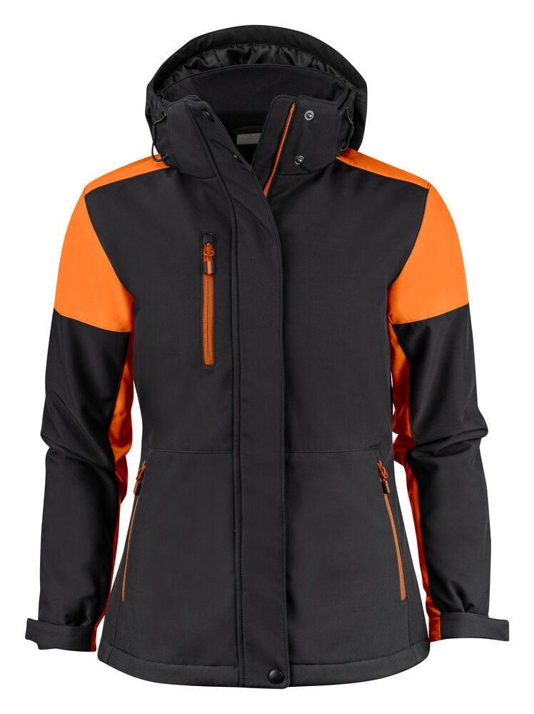 Printer Prime Padded Softshell Jas Dames - Zwart/Oranje