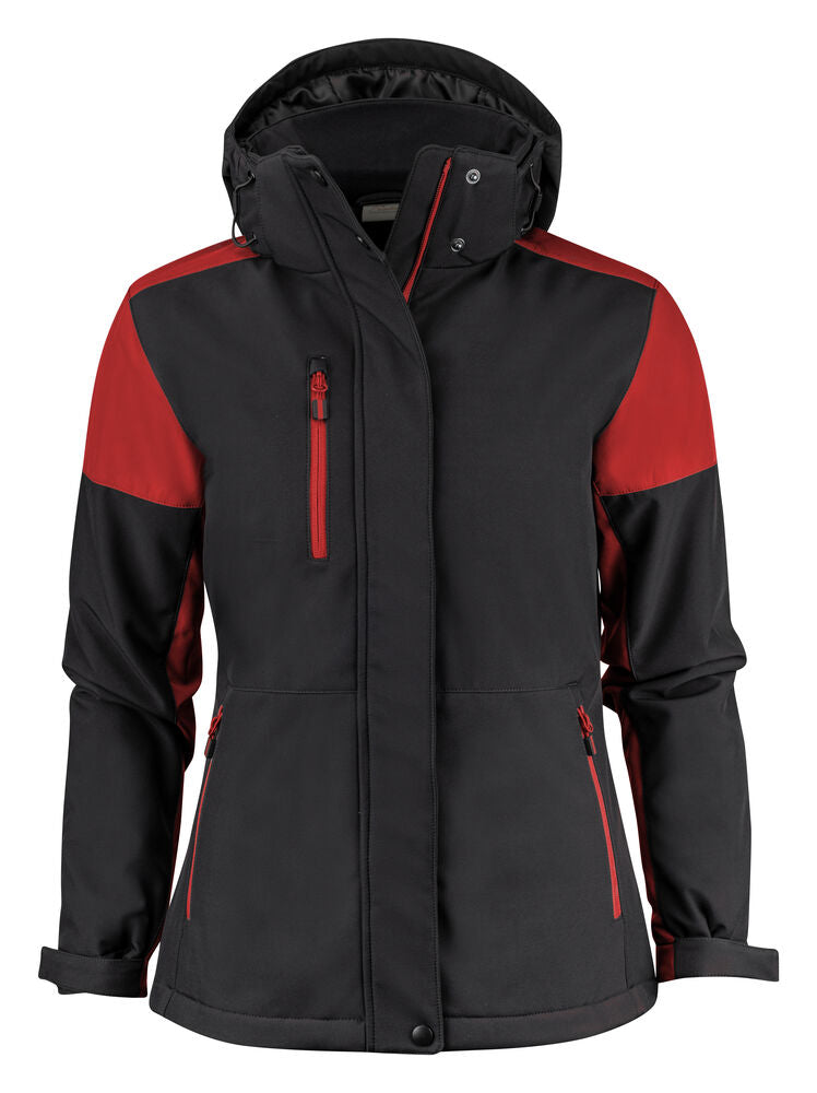 Printer Prime Padded Softshell Jas Dames - Zwart/Rood