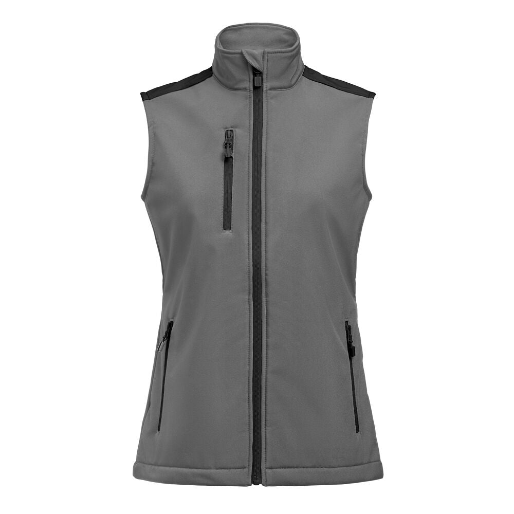 Printer Prime Softshell Bodywarmer Dames - Staalgrijs/Zwart