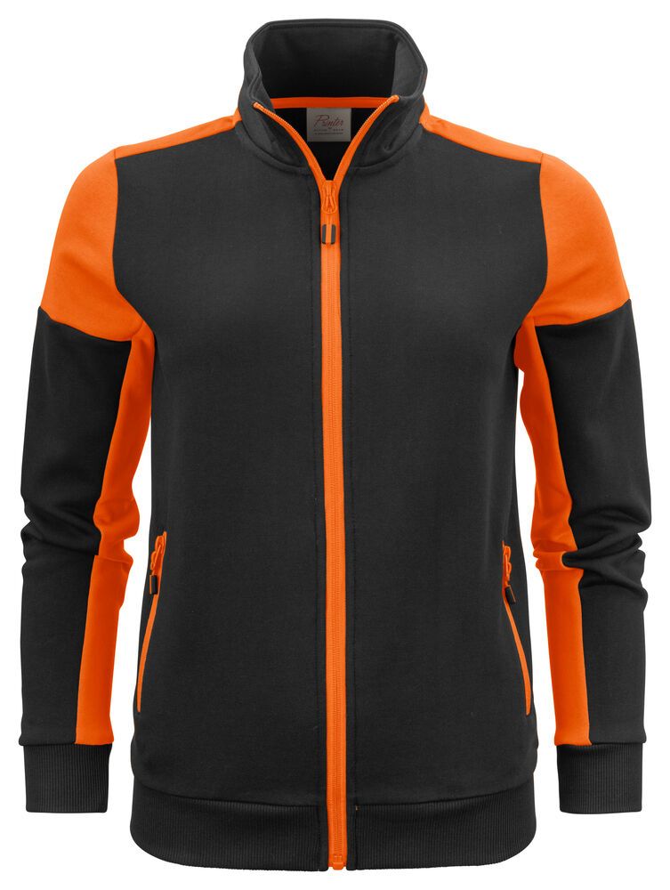 Printer Prime Sweater Volledige Rits Dames - Zwart/Oranje