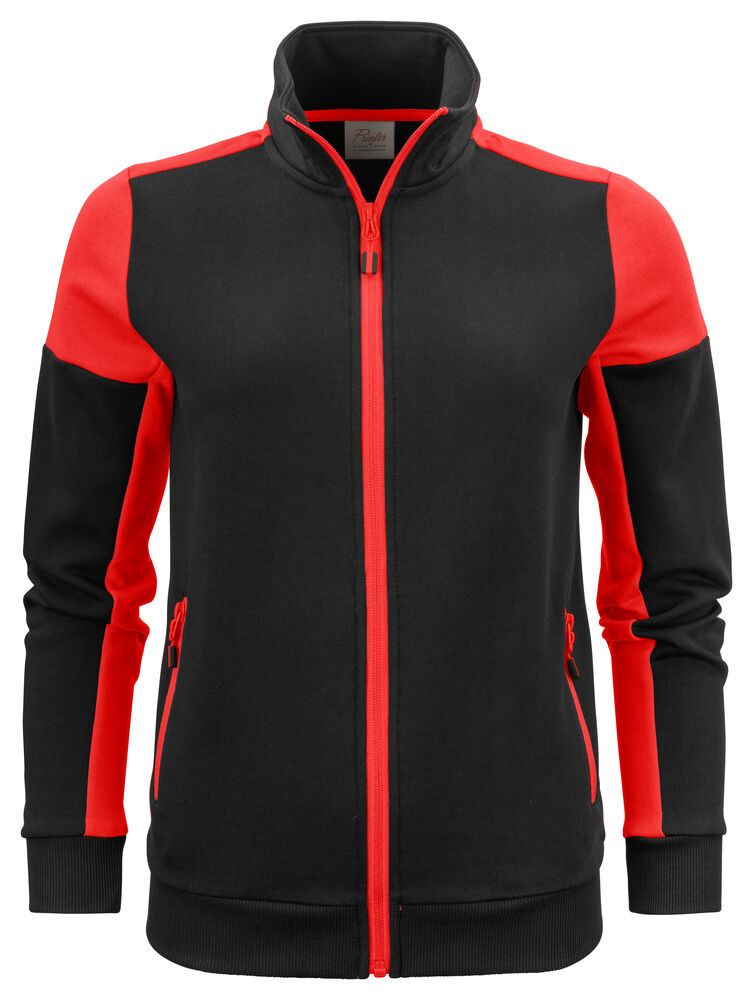 Printer Prime Sweater Volledige Rits Dames - Zwart/Rood