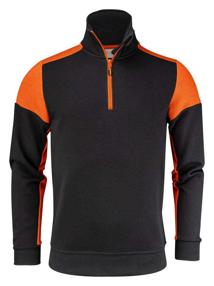 Printer Prime Sweater Halve Rits Unisex - Zwart/Oranje