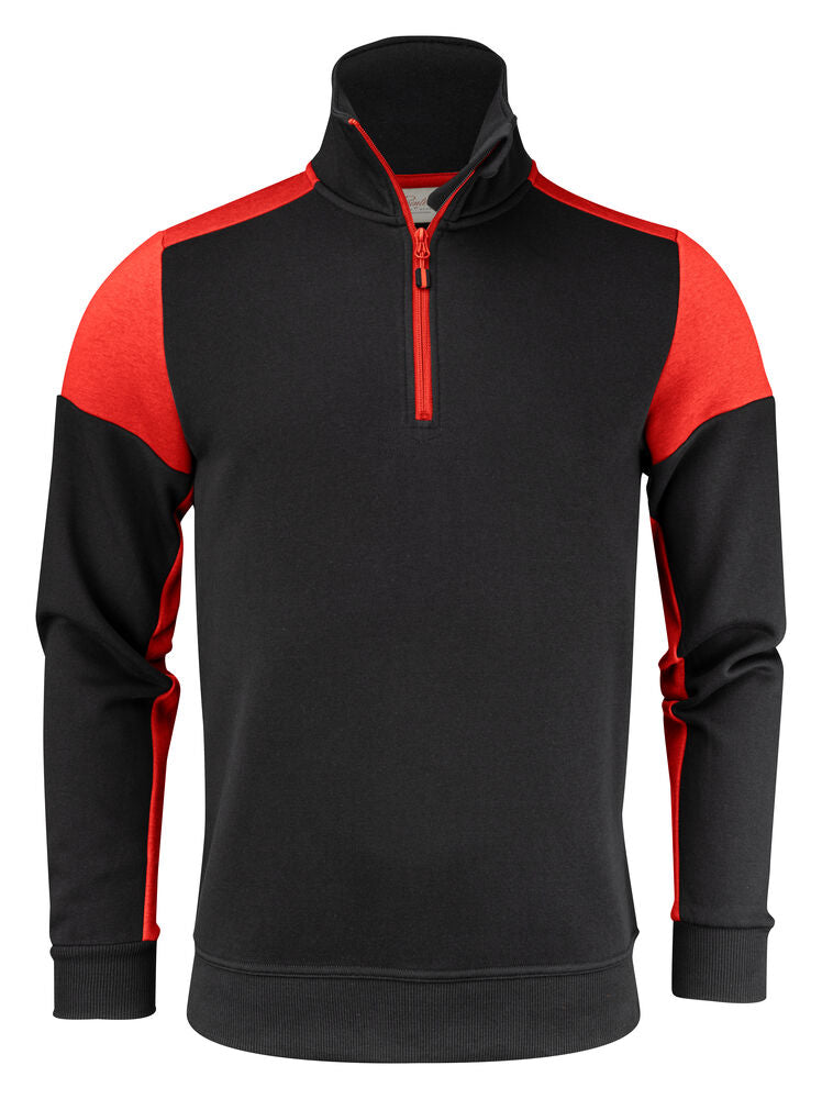 Printer Prime Sweater Halve Rits Unisex - Zwart/Rood