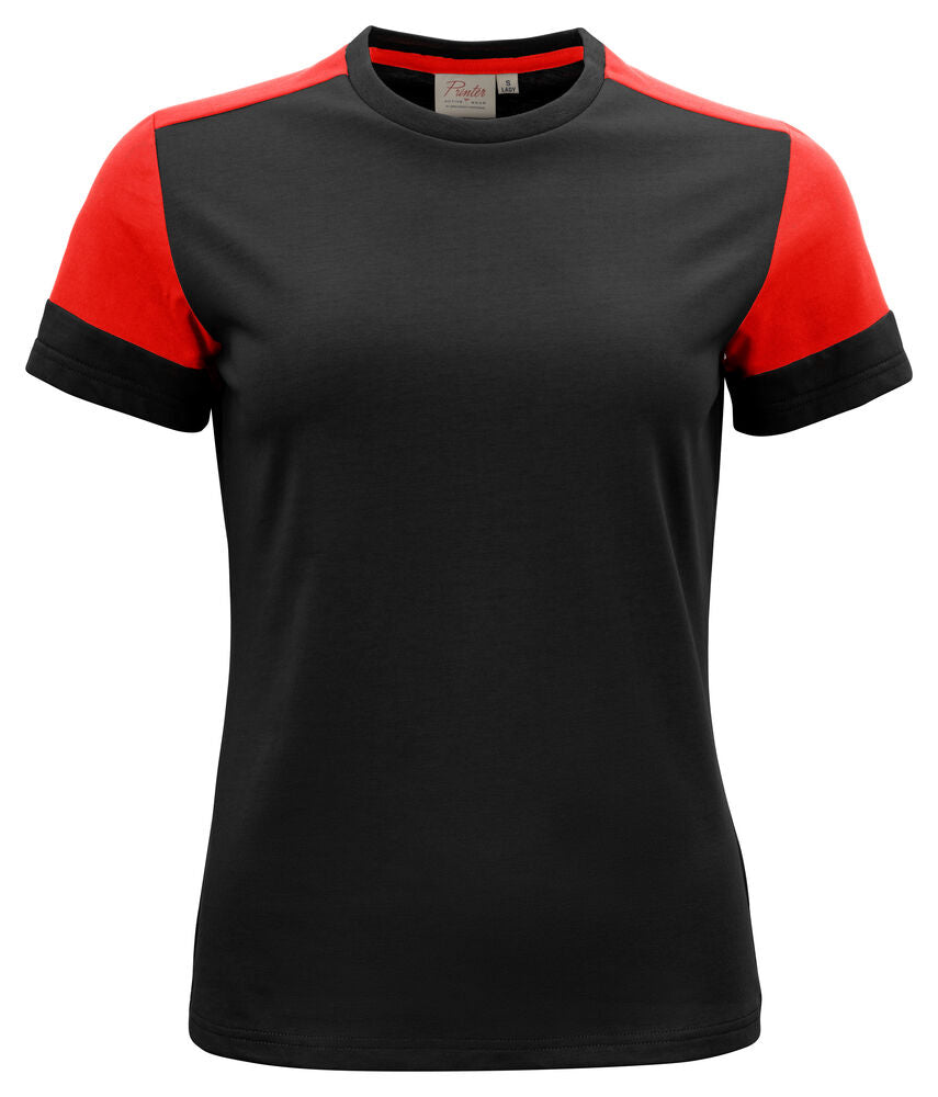 Printer Prime T-Shirt Dames - Zwart/Rood
