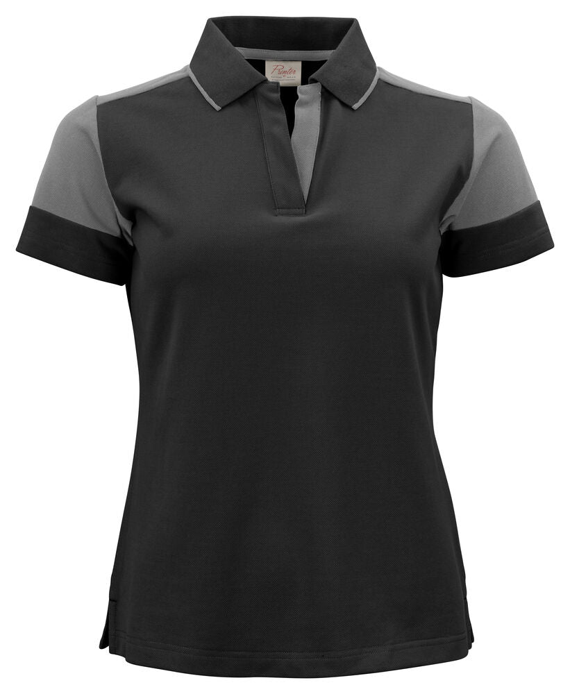 Printer Prime Polo Dames - Zwart/Staalgrijs