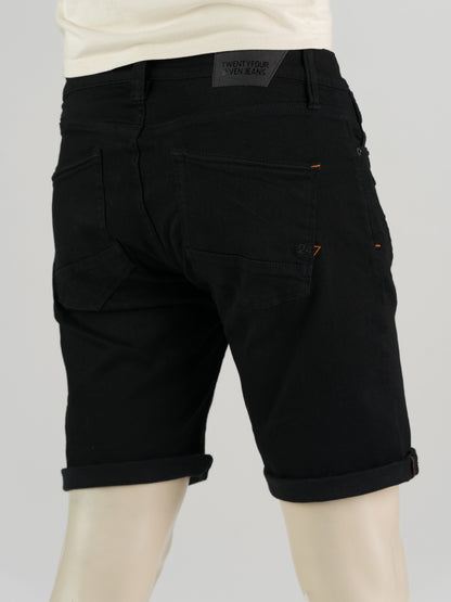 247Jeans Palm Slim Short SH01 - Heren Korte Broek BlackDenim Used – Heren Denim Short