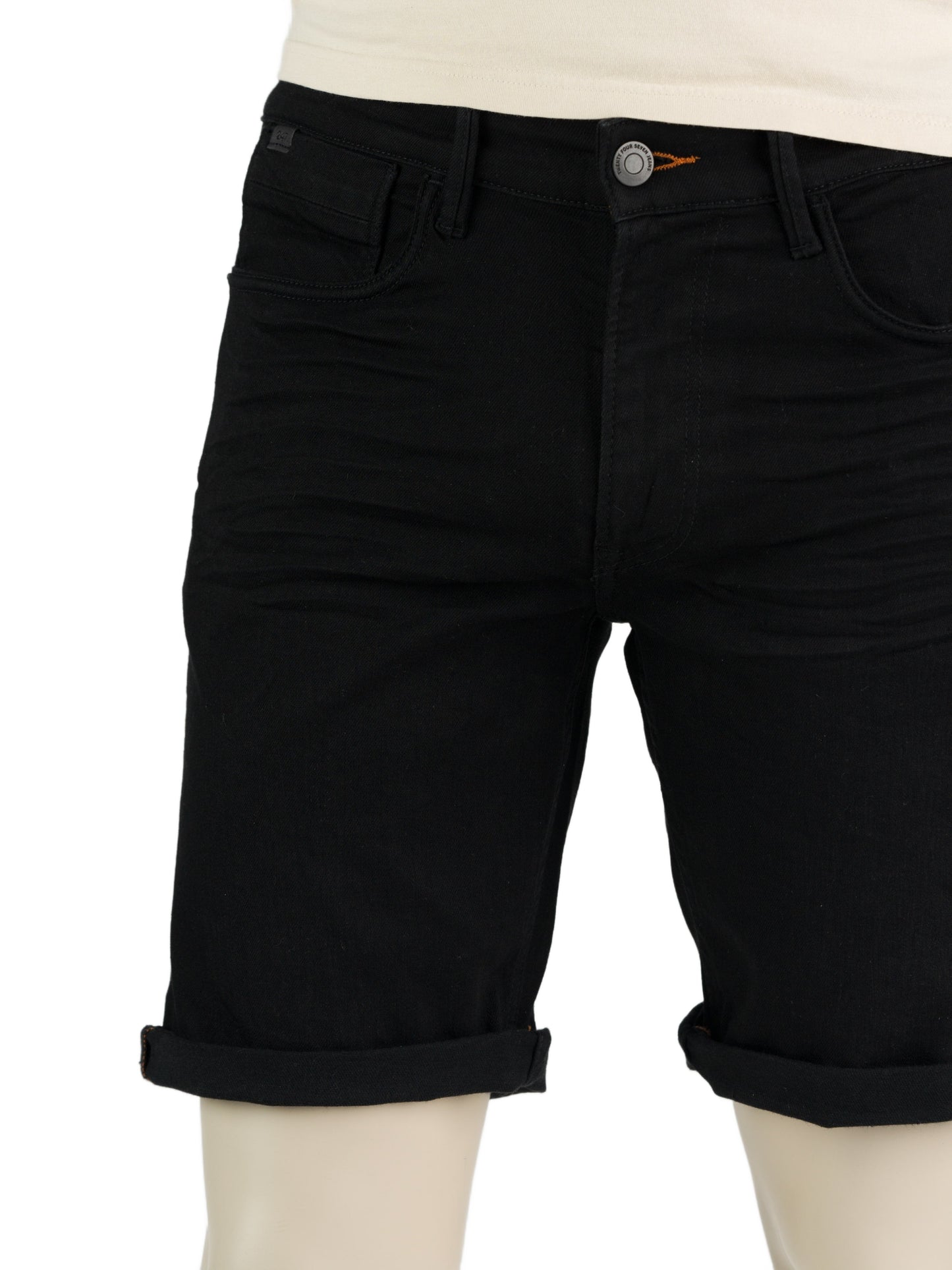 247Jeans Palm Slim Short SH01 - Heren Korte Broek BlackDenim Used – Heren Denim Short