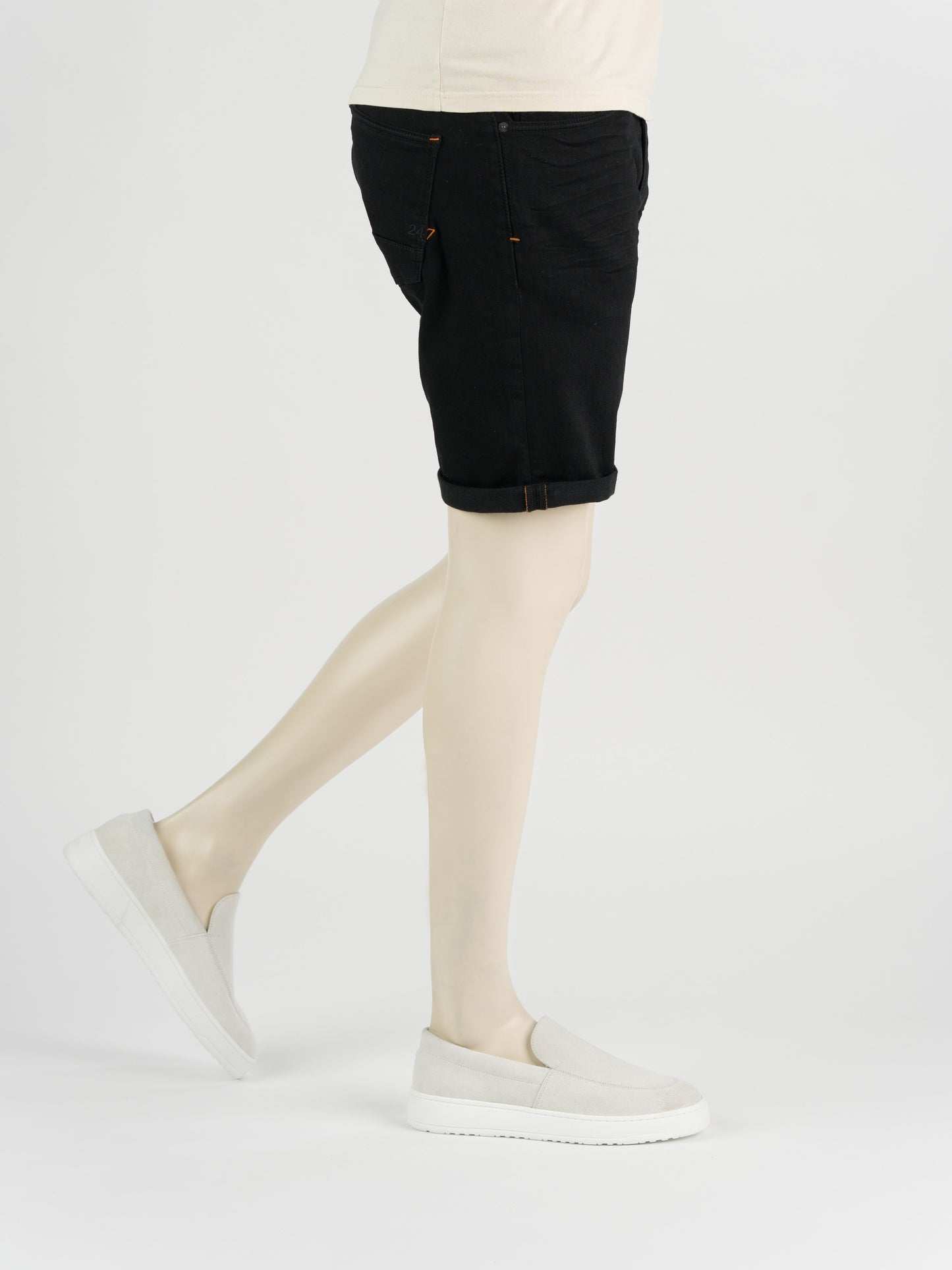 247Jeans Palm Slim Short SH01 - Heren Korte Broek BlackDenim Used – Heren Denim Short